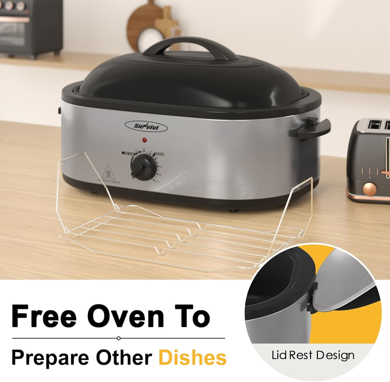 24Lb 20-Quart Roaster Oven, Electric Roaster Oven with Self-Basting Lid, Turkey 3