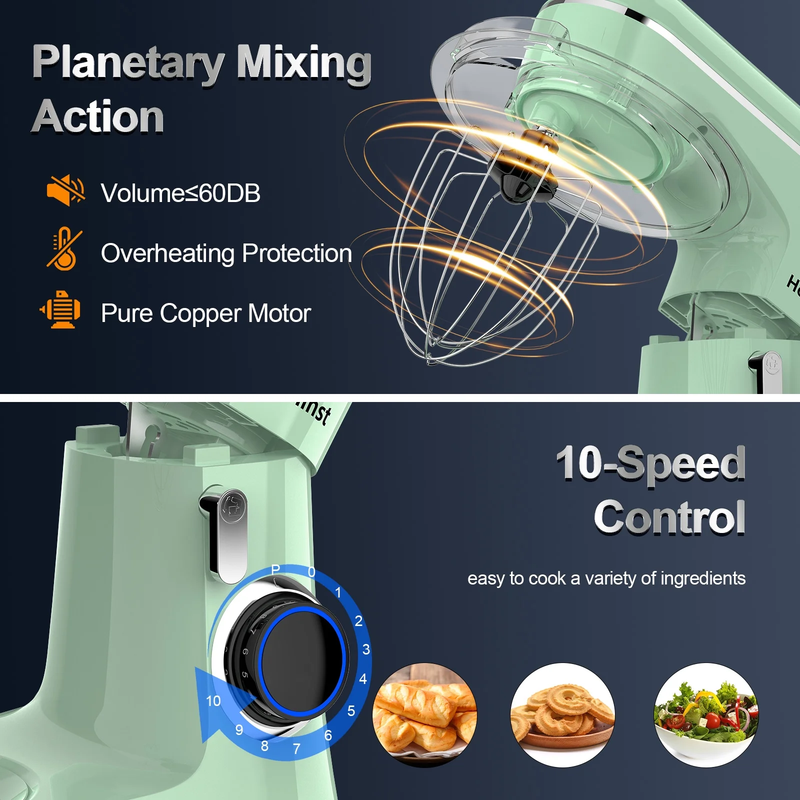 6.5QT Stand Mixer 10+ Speed Kitchen Electric Mixer Dough Hook Whisk Beater Bowl2