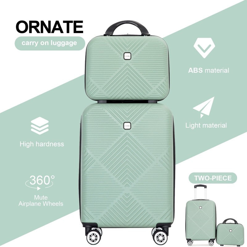 2 Piece Luggage Set Hardside Spinner Wheels Lightweight Carry On Suitcase Olive5