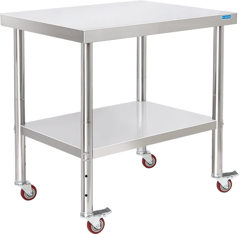 Stainless Steel Prep Work Table 24x30 w/ Wheels Adjustable Undershelf9