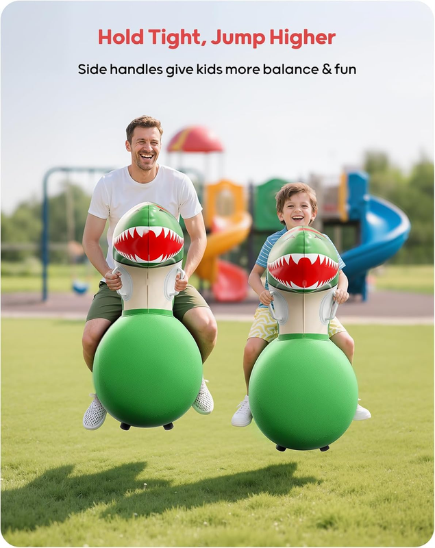 Inflatable Bouncy Dinosaur 2 Pack w/ Hand Pump Ride On Animal Toy 220lbs2