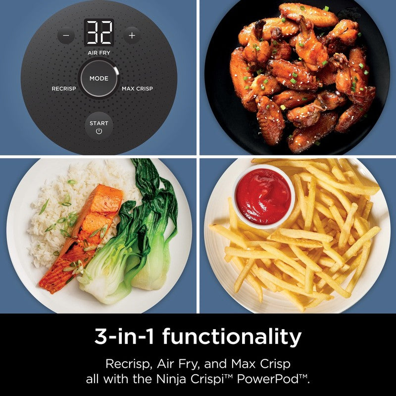 Crispi 3-in-1 Portable Air Fryer, 4QT & 5 Cup, Denim Blue FN100ND6