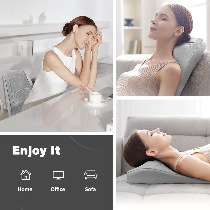 Neck & Back Massager w/ Heat, 3D Shiatsu Deep Kneading Pillow, Black1