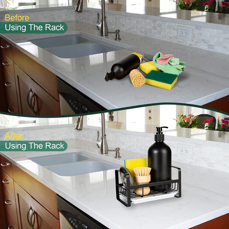 Sponge Holder for Kitchen Sink- Stainless Steel Kitchen Sink Caddy for Organizin3