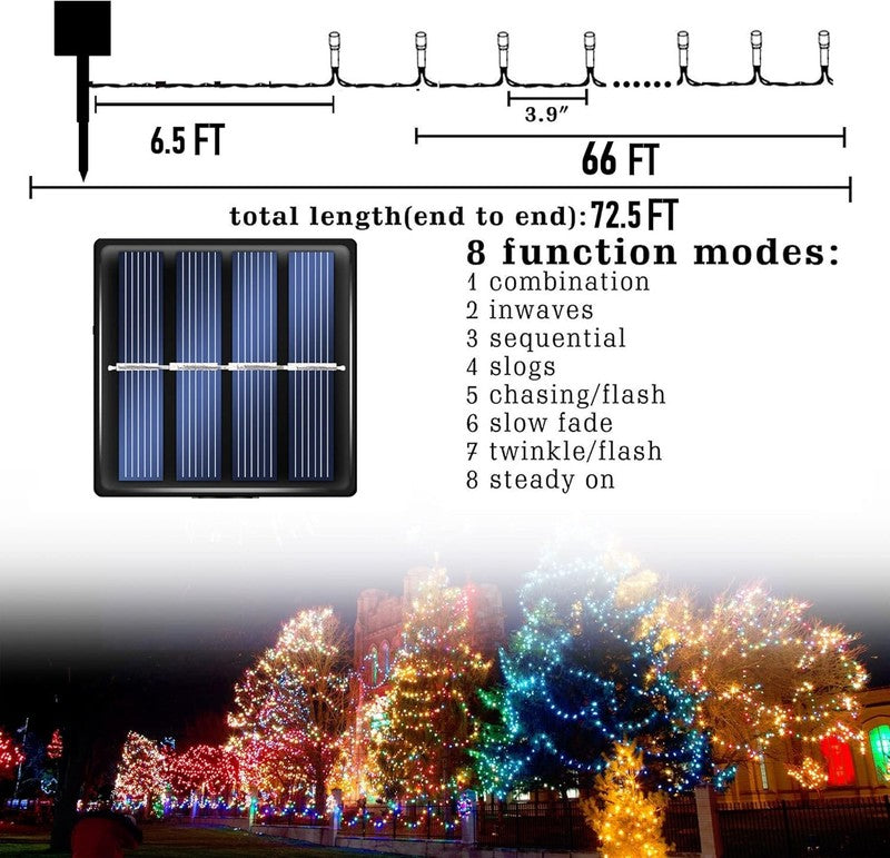 2 Pack Total 400LED 132FT Multi-Colored Christmas Solar String Outdoor Lights, S1