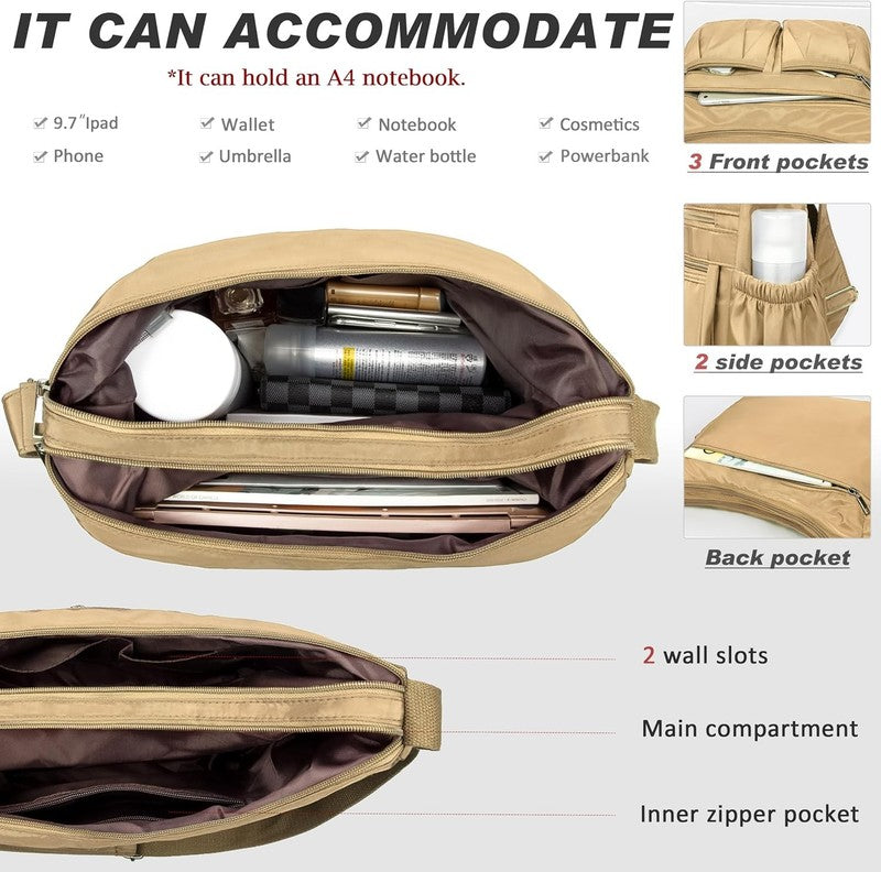 Women Crossbody Bag Waterproof Nylon Lightweight Shoulder Large Purse Handbag4