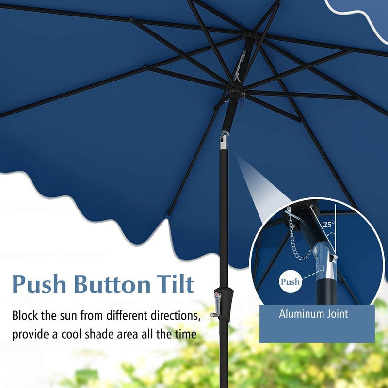 9FT 2-Tier Patio Umbrella – Sun-Protective Market Table Umbrella, Navy6