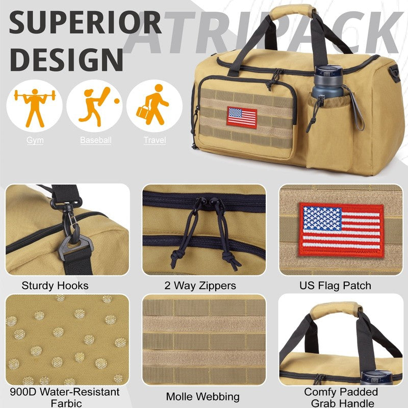 2 In 1 Gym Duffle Bag 60L Convertible Travel Bag Shoes Compartment Luggage5