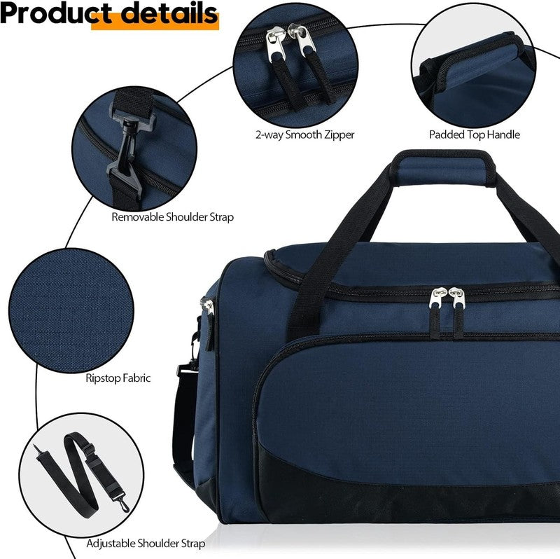 55L Men’s Gym Duffle Bag Large Sports Travel Overnight Lightweight Bag Navy Blue3