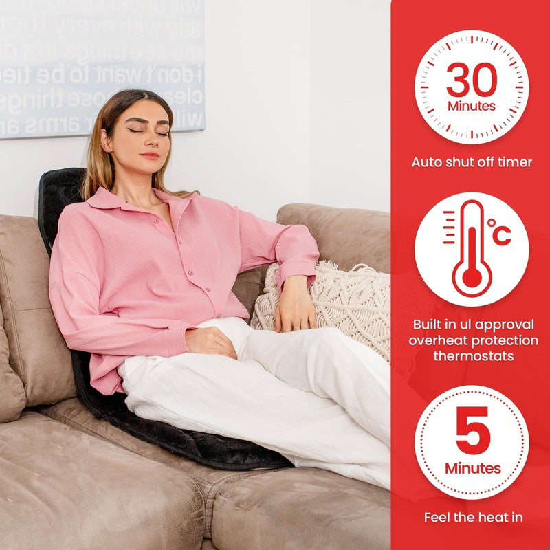 Back Massager Chair Pad, 10 Motors Vibration Massage Seat Cushion with Heat, 5