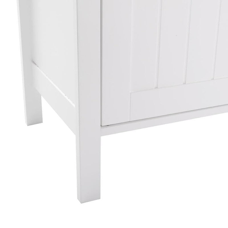 White Wooden 2 Door Bathroom Cabinet Storage with 3 Shelves Free Standing4