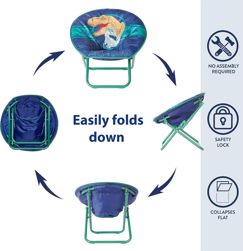 Jurassic World Dinosaur 19” Folding Toddler Saucer Chair w/ Cushion 3+4