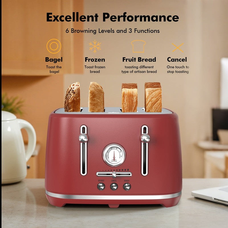 4 Slice Toaster, 6 Browning Options, Wide Slots, High Lift Lever, Dual Controls,4
