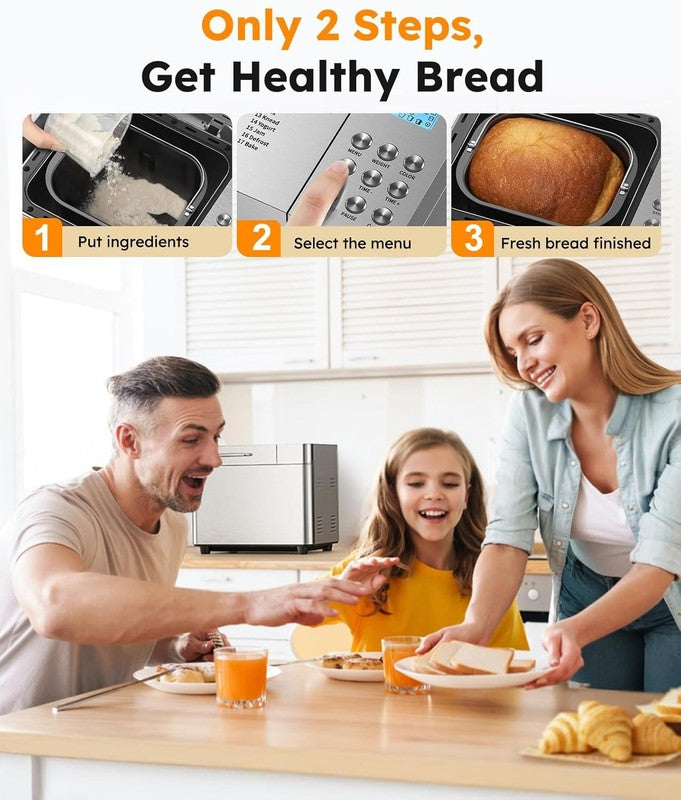 2LB 17-in-1 Bread Maker Machine Stainless Steel Automatic Non-Stick1