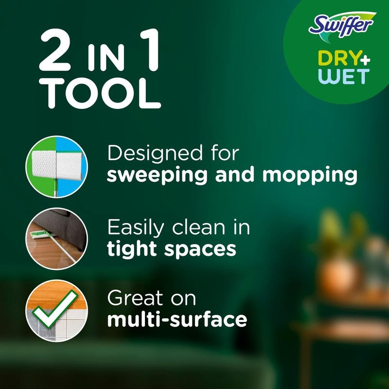 2 in 1 Sweeper Kit for Dry & Wet Floor Cleaning with Cloths Included1