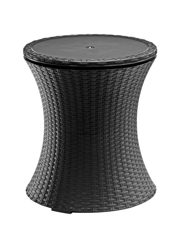 Pacific 7.5 Gal 2-in-1 Cooler & Side Table Outdoor Patio Dark Grey Rattan3