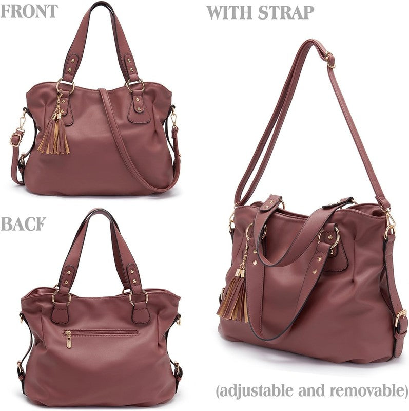 4Pc Women’s Handbag Set Shoulder Top Handle Satchel Hobo Tote Purse2