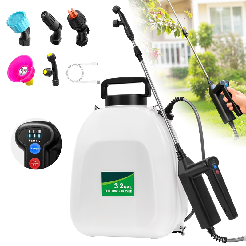 3.2 Gallon Battery Backpack Sprayer Electric Garden Sprayer Telescopic Wand9