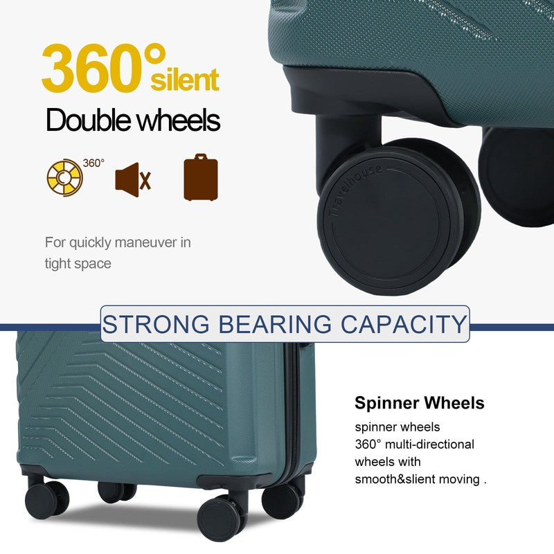 3Pc Hardside Luggage Set TSA Lock Spinner Wheels 20 24 28in Dark Green1