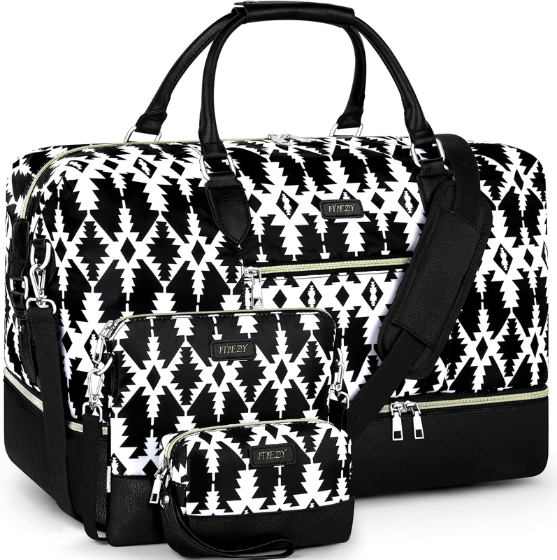 Women’s Weekender Travel Duffel Bag Carry On Overnight w/ Shoe Compartment Nylon7