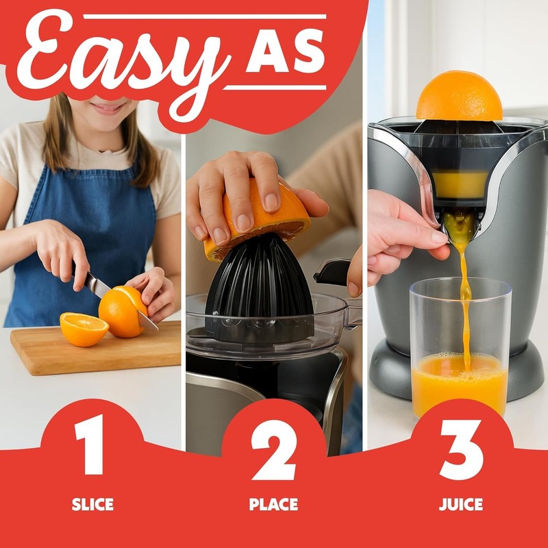 Auto Citrus Juicer 17oz One Touch Quiet 60W Anti Drip Compact Dishwasher8