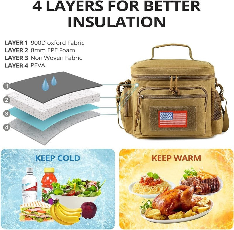 Tactical Lunch Box MOLLE Insulated Leakproof Cooler Bag Brown3