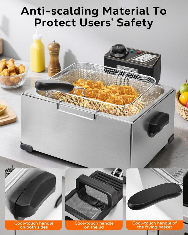6QT Electric Deep Fryer w/ Dual Baskets Adjustable Temp Timer Nonstick Tank2