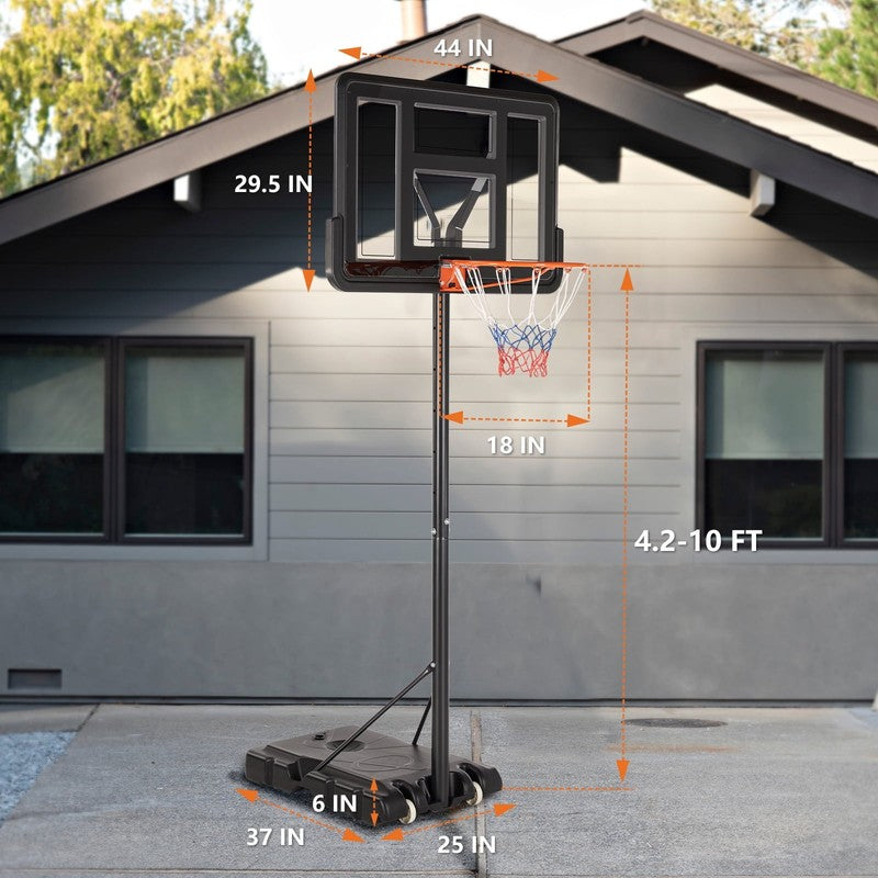 44" Shatterproof Backboard Basketball Hoop, 4.2 10Ft Adjustable Height, Portable1