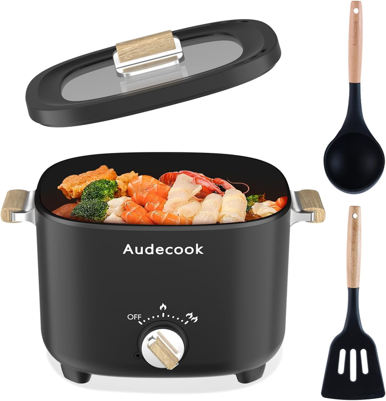 2.5L Electric Hot Pot Nonstick Multicooker Portable Dual Temp Control Black7