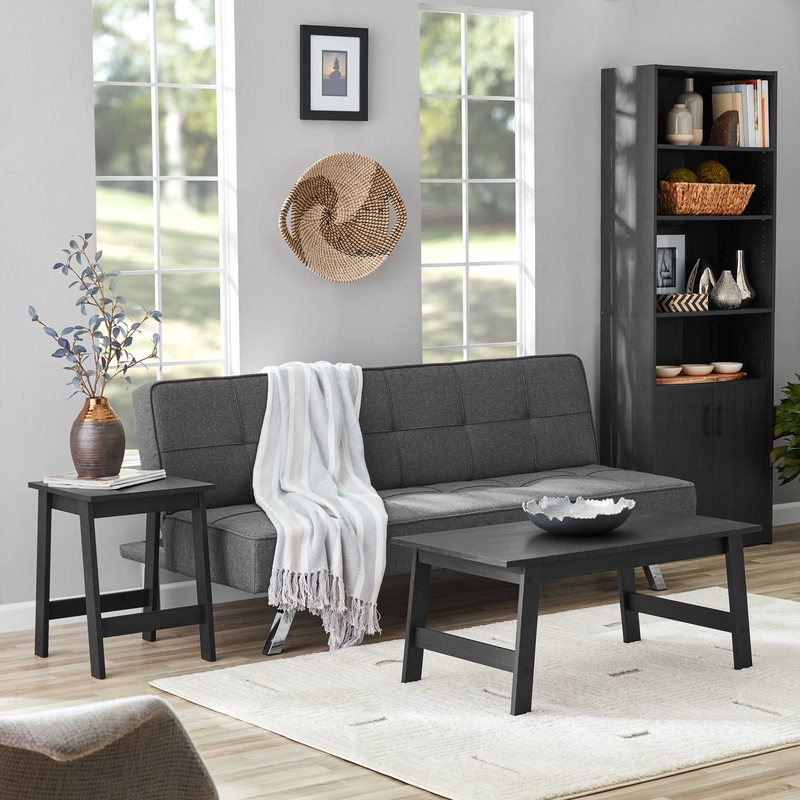 Traditional 5 Shelf Bookcase with Doors, Black Finish6