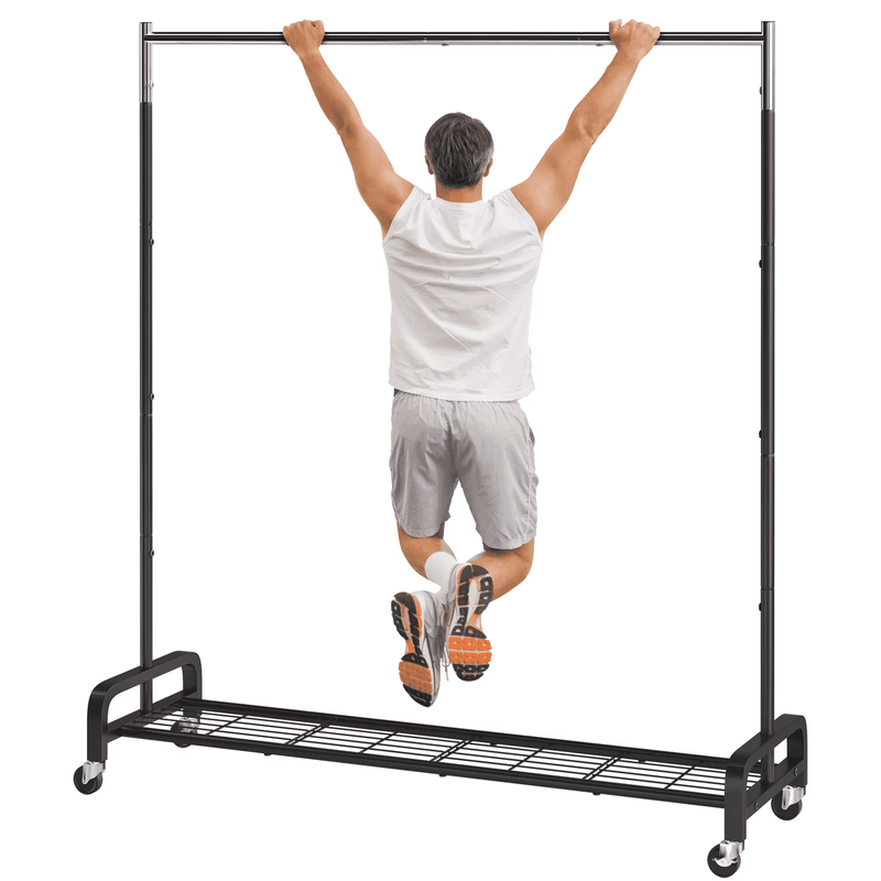 400 Lbs Heavy Duty Rolling Clothes Rack with Wheels, Portable Closet Organizer f0