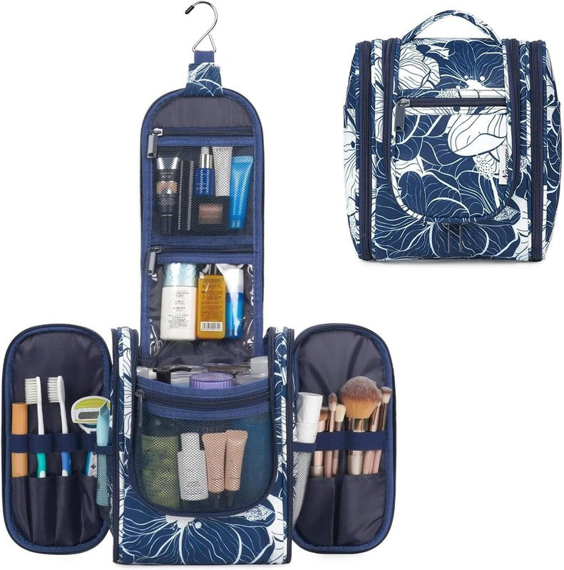 Small Hanging Travel Toiletry Bag Cosmetic Organizer Medium Blue Lotus7