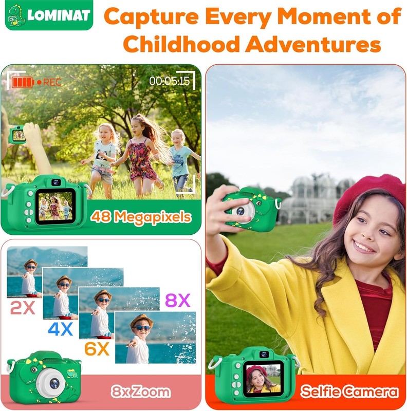 Kids 1080P HD Video Camera Toy w/ Dual Lens Games 32GB SD Card Ages 3 92