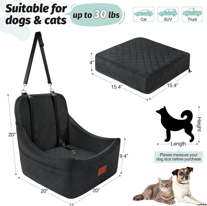Dog Car Seat up to 35lbs Washable Memory Foam Anti Slip Black Medium2