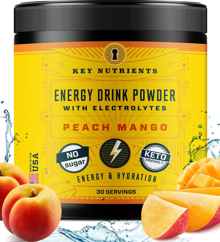 Energy Drink Powder with Electrolytes, Tropical Peach Mango, Sugar-Free10