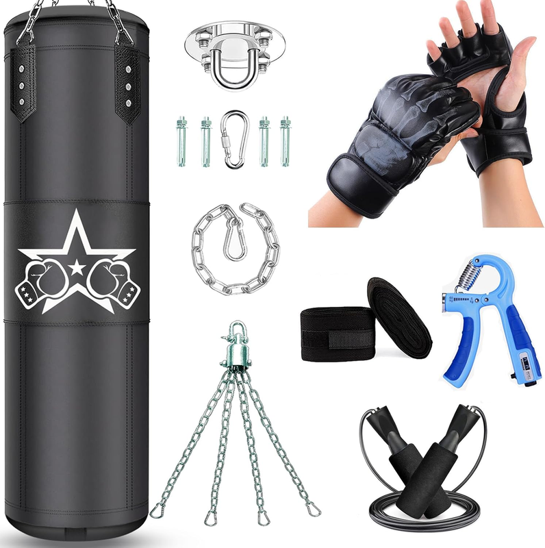 4Ft Heavy Punching Bag Set for Adults MMA Kickboxing Boxing Karate Unfilled10