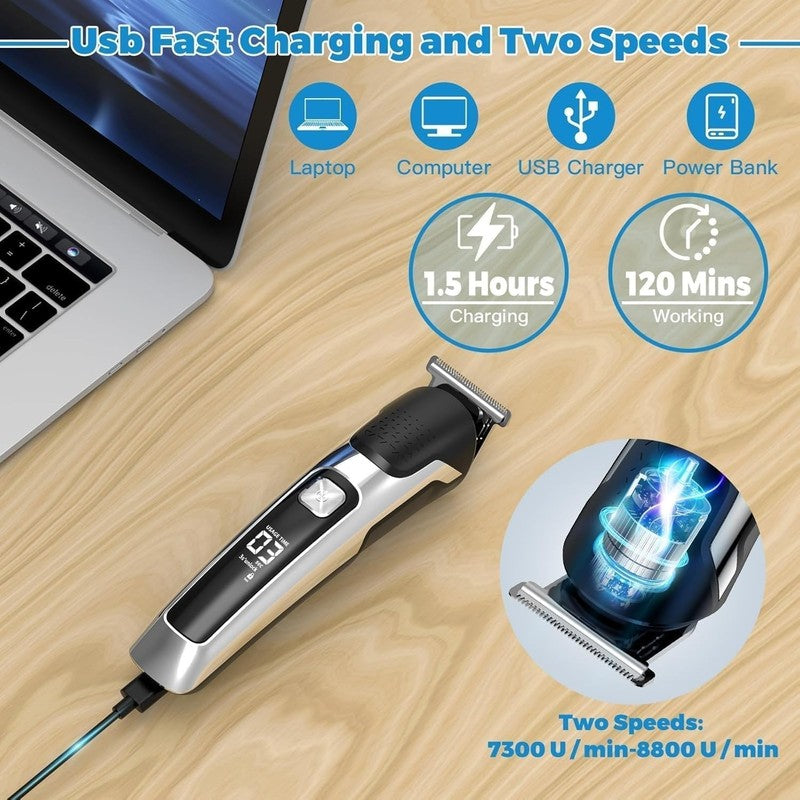 5-in-1 Beard Trimmer Kit for Men - Cordless, Waterproof, LED Display4