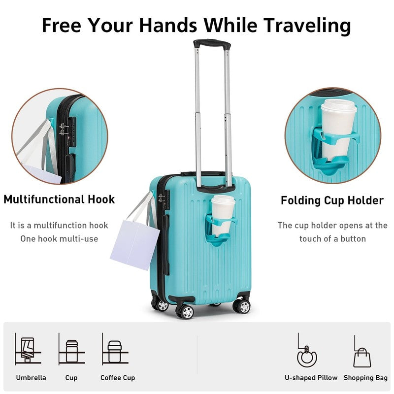3 Piece Hardside Carry On Luggage Set 20" TSA Lock Spinner Wheels Travel4