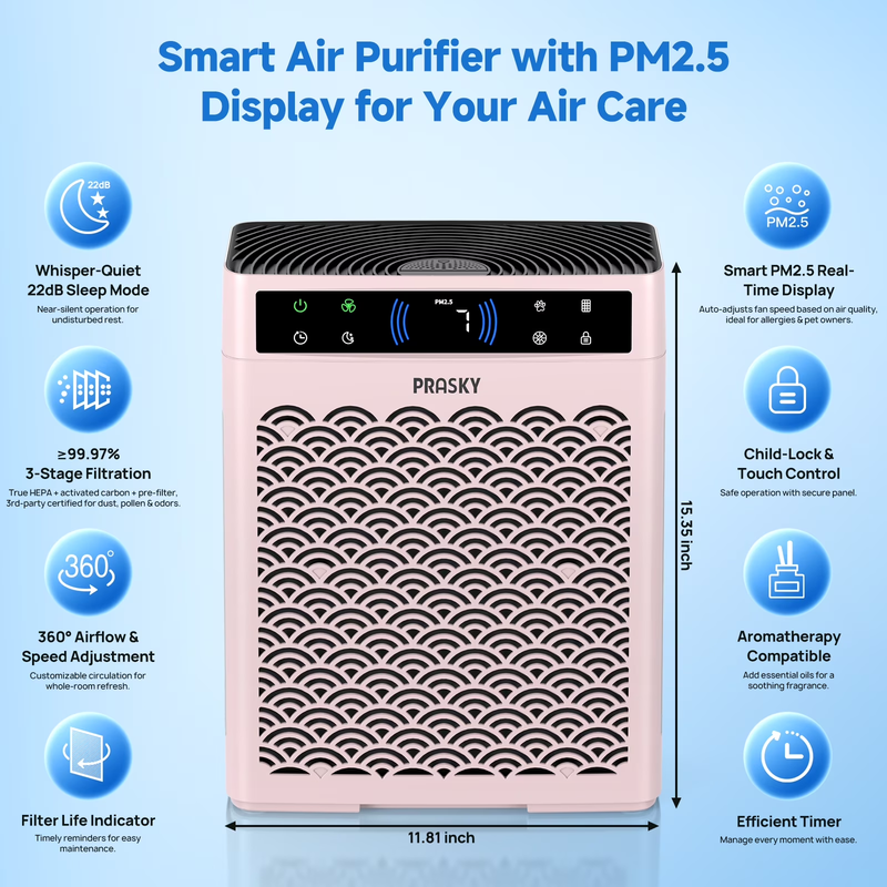 HEPA Air Purifier 2250 Sq Ft Home Pet Smoke Allergy Quiet Portable Pink3