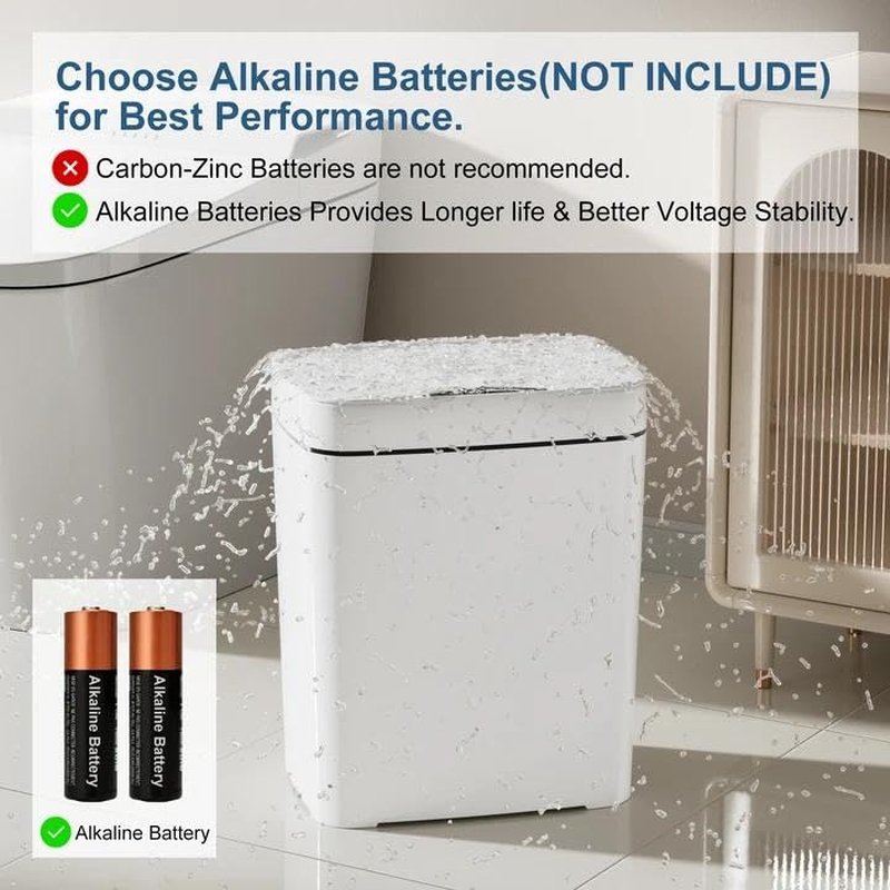 2 Pack 2.7 Gal Touchless Motion Sensor Bathroom Trash Can w/ Lid Slim3