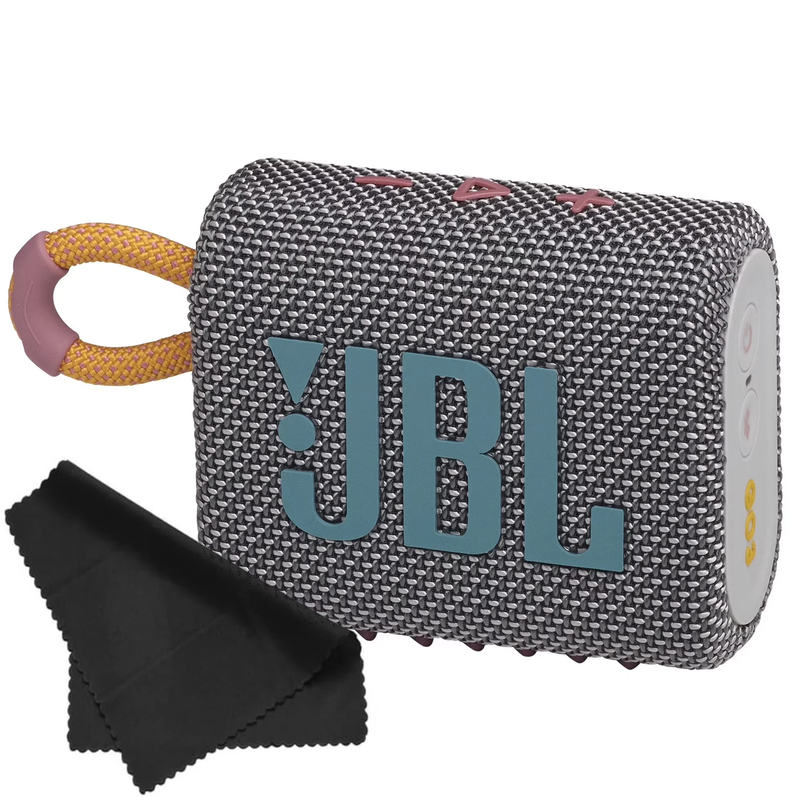 JBL Go 3 Portable Bluetooth Waterproof Mini Speaker Gray w/ Cleaning Cloth9