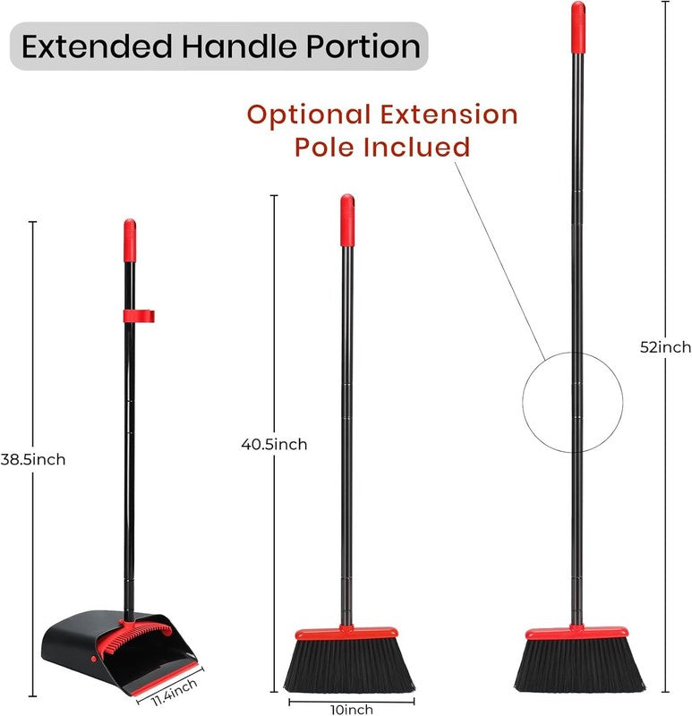 Broom and Dustpan Set for Home,Upright Broom and Dustpan Combo Sweep Set3