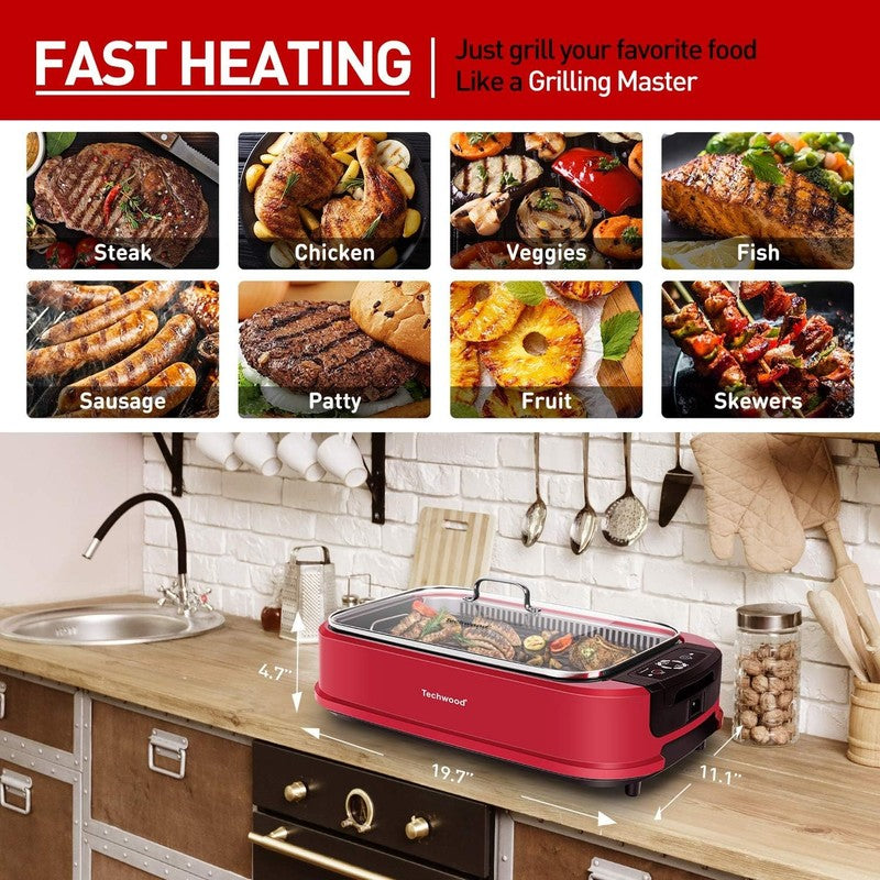 1500W Smokeless Indoor Electric Grill Korean Nonstick Plates Temp Control2