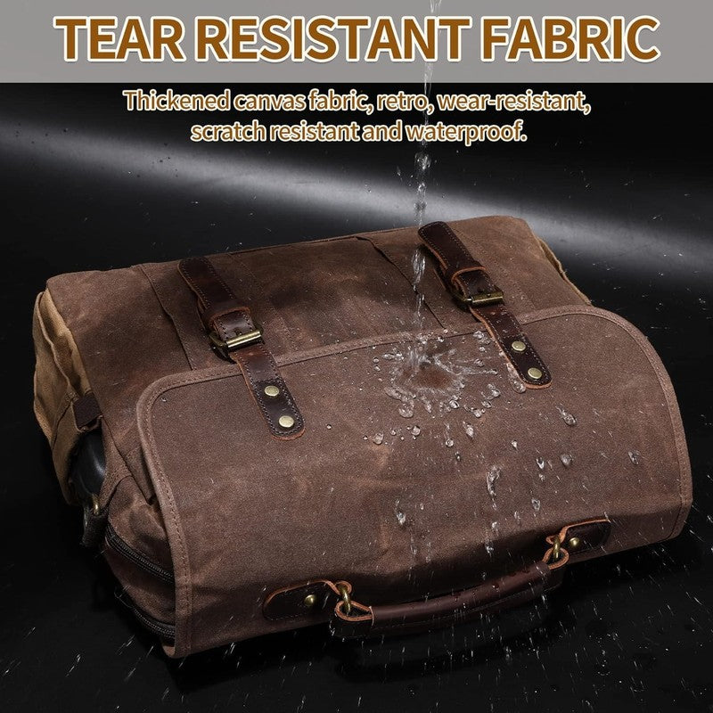 Men's 15.6" Vintage Canvas Leather Laptop Messenger Bag Satchel Shoulder5