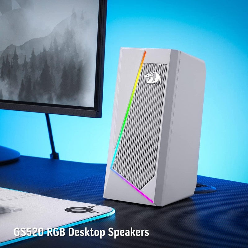 GS520 RGB Desktop Speakers 2.0 USB PC Stereo LED 6 Modes 3.5mm White7