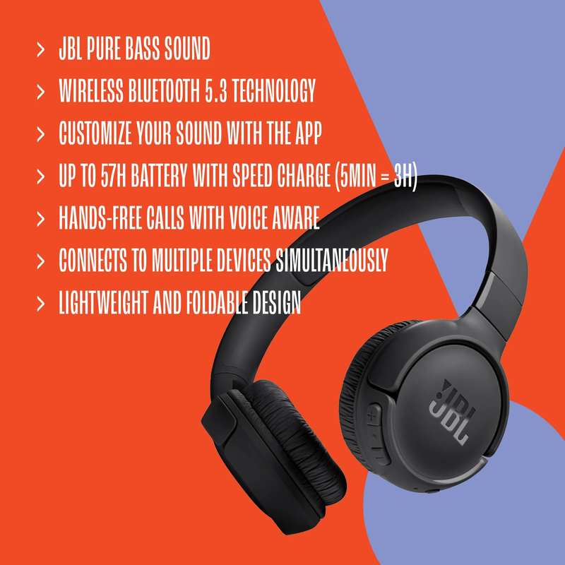 Tune 520BT - Wireless On-Ear Headphones - Immerse in  Pure Bass Sound Wherever Y4