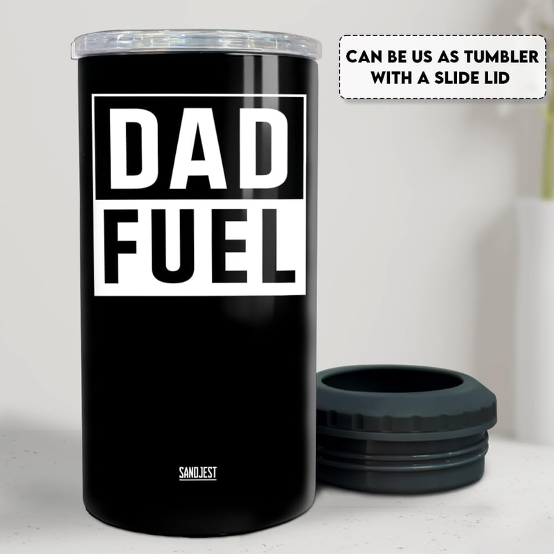 12oz Dad Fuel Can Cooler 4-in-1 Stainless Steel Insulated Tumbler Gift Dad1