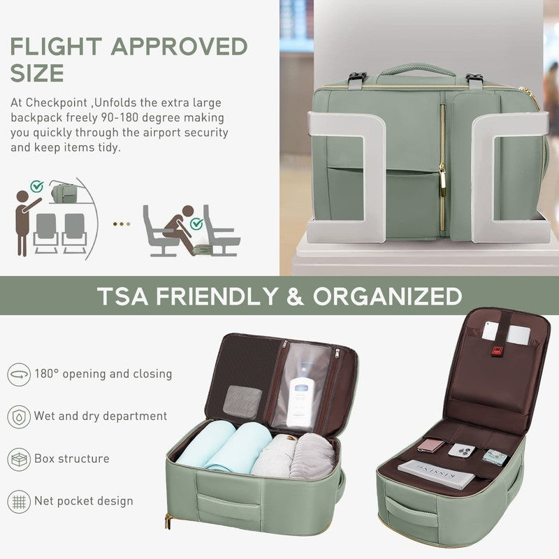 Travel Backpack for Men Women, Airplane Approved Carry on Backpack with 3 Packin3
