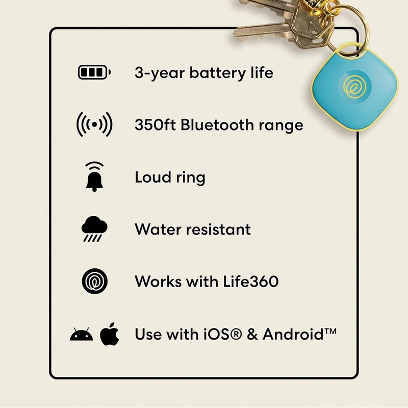 Tile Bluetooth Tracker Key Finder Item Locator Phone Finder Aqua Lemon7