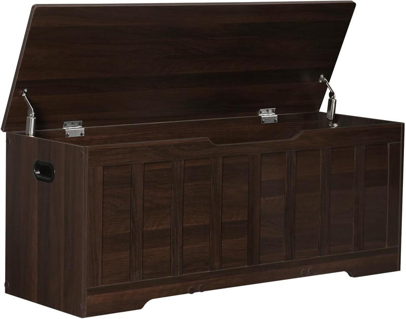 47.2'' Wooden Storage Chest Trunk Flip Top Bench Shoe Storage Espresso10